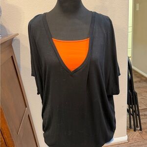 Black Deep V-Neck Women's Top